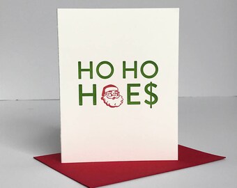 Letterpress Holiday Card - Ho Ho Hoes