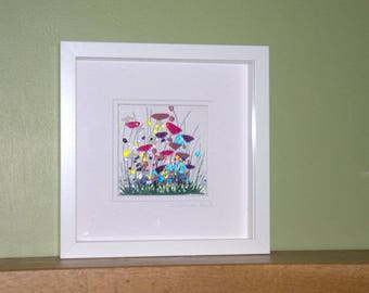 Handmade Fused Glass Art - Wild Flowers Picture