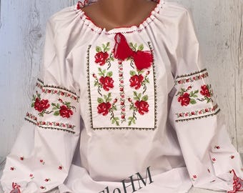 Vyshyvanka Ukrainian Embroidered Blouse , Folk Blouse