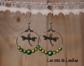 Green and yellow hoop earrings