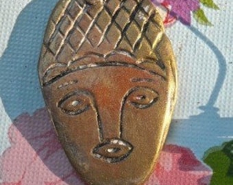 2 polymer clay faces cabochon pendant beads finding art doll parts jewelry or altered arts