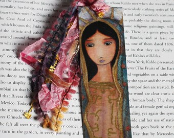 Virgen de Guadalupe - Laminated Bookmark Handmade - Original Art by FLOR LARIOS