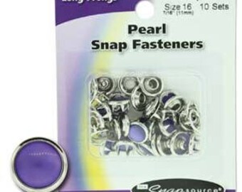 Long Prong Snap Size 16 Fasteners, Prong Capped Pearl Purple - 10 Fasteners per Order