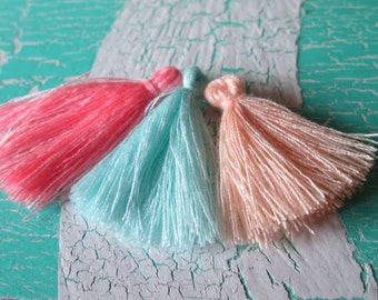 3 trailer * tassels * tassel * cotton * 30 mm * ice blue * salmon * apricot