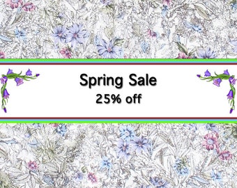 Floral Fabric, Spring Fabric, Flowers, Lavender, Blue, Rose, Quilt Fabric,