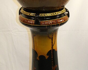 Roseville Pottery Decorated Landscape Large Jardiniere and Pedestal 456-14 (Rhead)