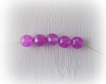 Pink Alexandrite faceted 8 mm - gemstone beads. (x 5)