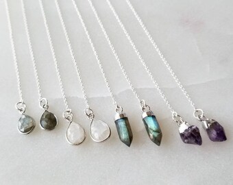 Crystal Threaders; Sterling Silver Threaders; Labradorite Threaders; Moonstone Threaders; Amethyst Threaders; Threader Earrings