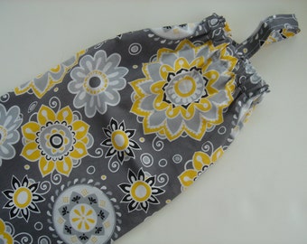 Plastic Grocery Bag Holder Gray and Bright Yellow Modern Flowers