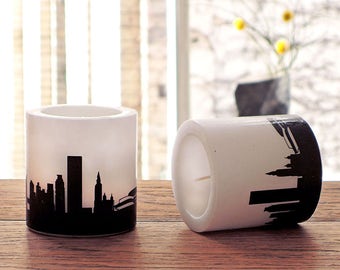 NEW YORK Kerzen, New York Skyline Druck, 2 New YORK Lampion pflaume, Einweihung, Geschenk Umzug Einzug, Geschenk Umzug, Honeymoon, 44spaces