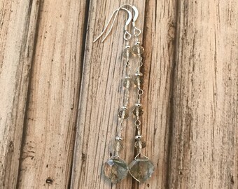 Moss Lepidolite Quartz, AAA Scapolite and Sterling Silver Earrings - Free U.S. Shipping