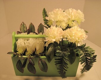 Contemporary Silk Floral Arrangement in Garden Tote
