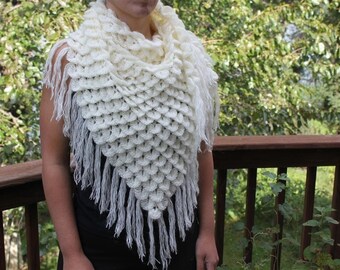 CROCHET PATTERN: Crocodile Stitch Triangle Shawl - Permission to Sell Finished Product