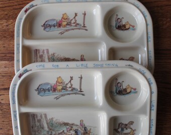 Vintage Winnie the Pooh Melamine Children's plate 90s Dishwasher safe sectional plate