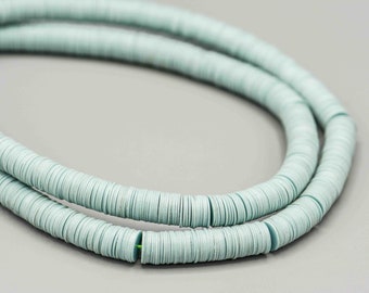 Vinyl Phono Record Beads 10mm Baby Blue African Vulcanite Ethnic Disc Heishi Beads Jewelry Making Supplies 26" Strand SKU-VINYL10-3