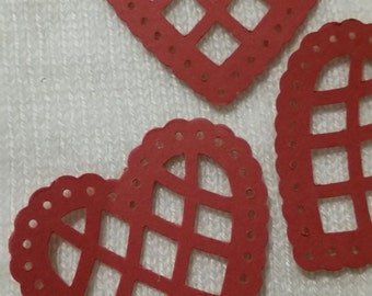 Hearts - Punched Red Scalloped Hearts 50