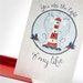 Valentines card. Inspirational. You are the light of my life. Lighthouse. Embossed card. For him. For her