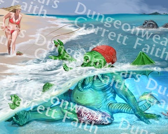 Beach Cthulhu Art Print