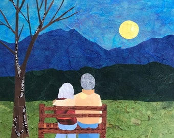 original art - I love being with you - paper collage - mixed media