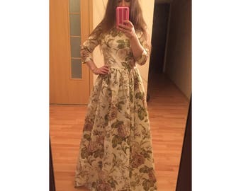 Flower dress, long dress with flower print, maxi flower dress, cotton long dress, wedding dress,