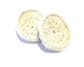 Ivory Crocheted Nylon Netting Dish Scrubbies-Pair