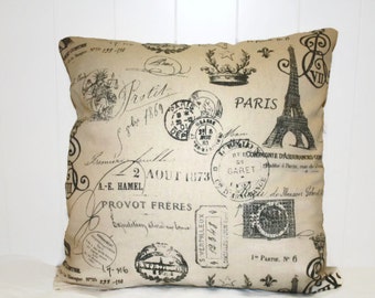 Decorative French Script Pillow Cover