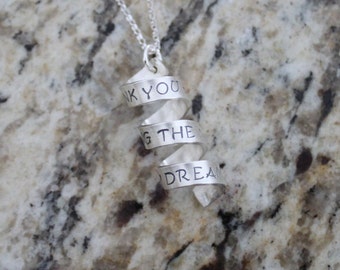 Hand Stamped Secret Message Spiral Necklace, Sterling Silver, coil, corkscrew, twisted, scroll