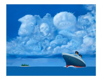 Some Clouds 8x10 Fine Art Print, Pop Culture Art, Cruise Ship, Fantasy Travel