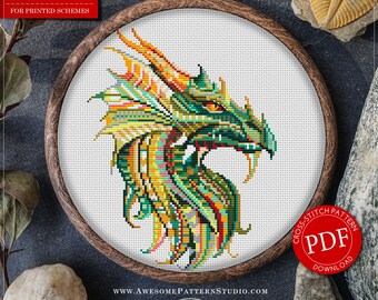 Mandala Dragon Cross Stitch Pattern for Instant Download *P228 | Lovely Cross Stitch| Room Decor| Needlecraft Pattern| Easy Cross Stitch