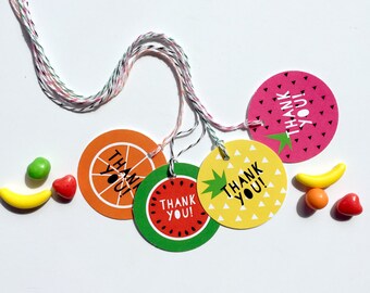 Tutti Frutti Favor Tags, Yellow, Tutti Frutti Birthday, Fruit Party