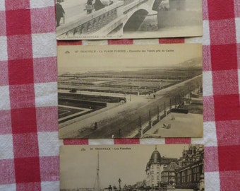 Lot of 3 Antique French postcards france deauville trouville w/ free ship