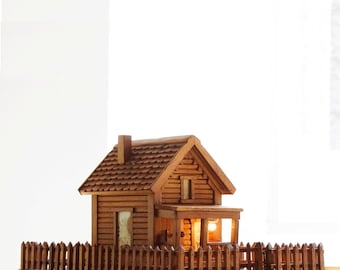 American Folk Art Log Cabin Light