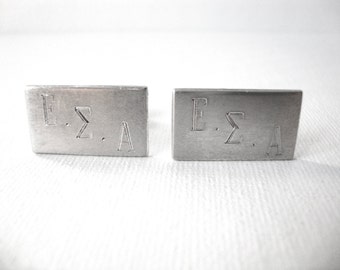 Vintage Epsilon Sigma Alpha Sterling Silver Rectangle Cufflinks