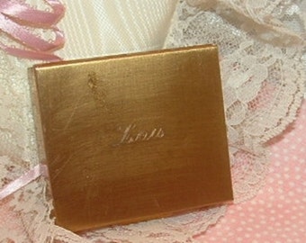 Pegi Paris golden Square Compact with mirror , Puff, and Powder sifter