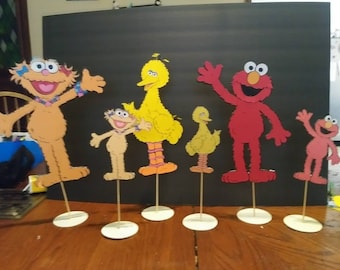 Set of 6 sesame street double sided center pieces
