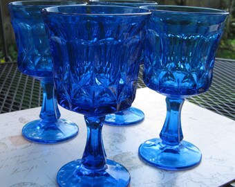 Cerulean Blue Noritake 'Perspective' Large Goblets, Aqua