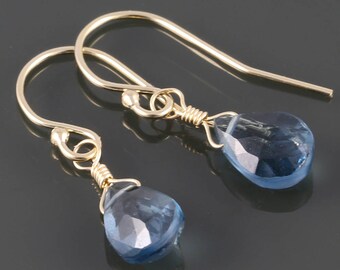 London Blue Topaz Earrings. Gold Filled Ear Wires. Genuine Gemstone. December Birthstone. Lightweight Earrings. s17e087