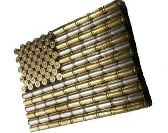 Bullet Casing USA Flag Wall Hanging Art - American Flag made from recycled brass and nickel - Metal Flag