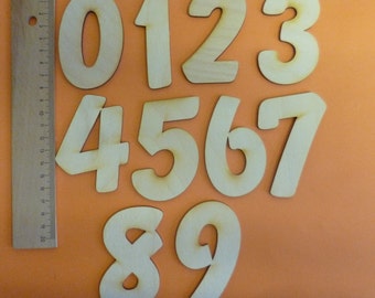 Wooden number 80mm 3.1'' high for crafting