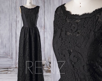 Long Black Bridesmaid Dress, Bateau Neck Lace Wedding Dress, A Line Prom Dress, Sweetheart Illusion Evening Gown Party Dress (FL019-2B)