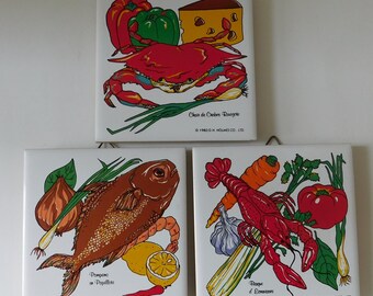Vintage Seafood Tiles by D.H. Holmes Co 1983