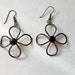 Vintage Hand-Forged Hanging Earrings Silver & Black Glass/Onyx Earrings, Vintage Flower Shaped Silver Hanging Earrings, Funky Silver Earring
