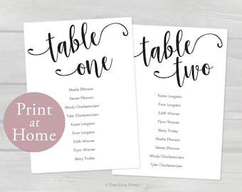 4x6 Printable Wedding Seating Chart Cards Tables 1-20, Editable PDF, Instant Download, Guest Names Tables Seating Chart, Black Seating Chart
