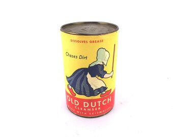 1940s UNUSED Old Dutch Cleanser Can, Nearly Pristine, Vintage Kitchen Decor, Advertising, Old Bottles and Cans, Camper Display