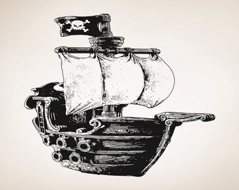 Vinyl Wall Decal Sticker Small Pirate Ship OSAA310B