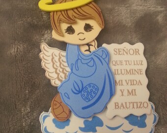 Angels with prayer for decoration of baptism