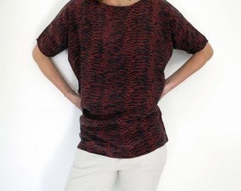 100% silk top, printed