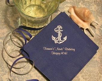 Nautical birthday napkins anchor napkins personalized party napkins set of 50 napkins