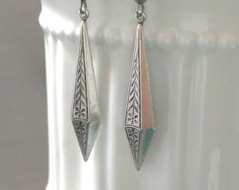 Art Deco Earrings - Downton Abbey Style Jewelry - Silver Art Deco Jewelry - Gift for Her - Miss Fisher - Womens Jewelry