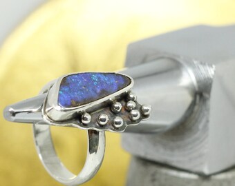 Boulder Opal Ring in Sterling Silver 950%